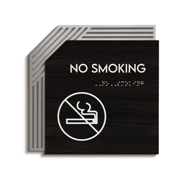 No Smoking Sign: Stainless Steel & Wood — "Authentic" Design