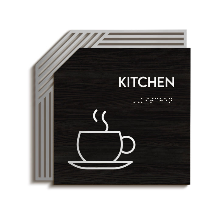 Kitchen Sign: Stainless Steel & Wood  — "Authentic" Design