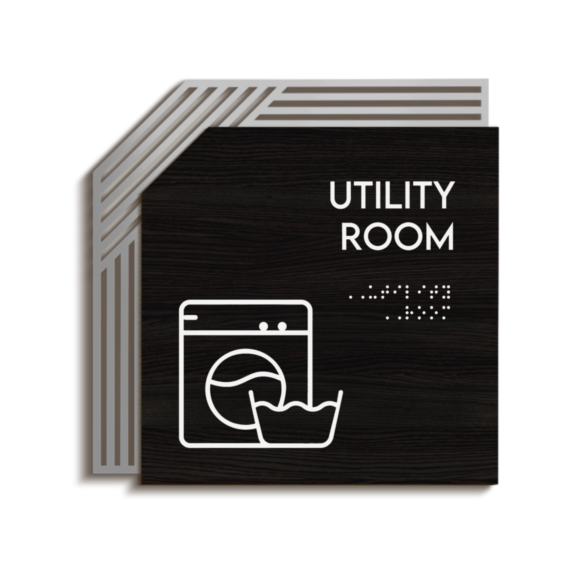 Utility Store Sign Utility Room Sign: Stainless Steel & Wood Door Plate —