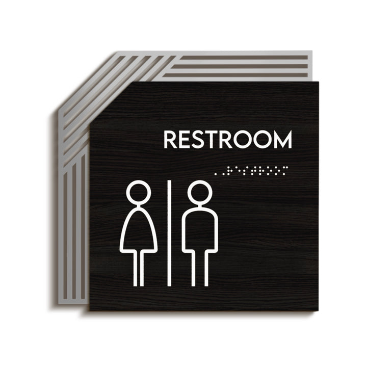 Steel All Gender Bathrooms Sign - " Authentic " Design