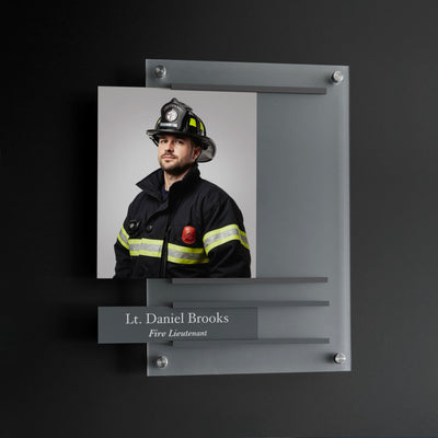 Firefighter Sign with Photo – Custom Acrylic Name Plate