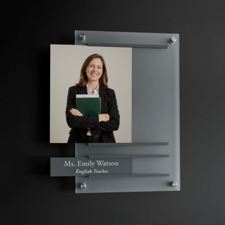 Teacher Name Sign with Photo – Personalized Acrylic Door Plate