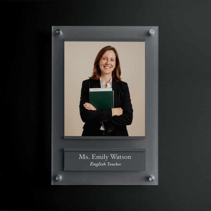 Teacher Name Sign with Photo – Personalized Acrylic Door Plate