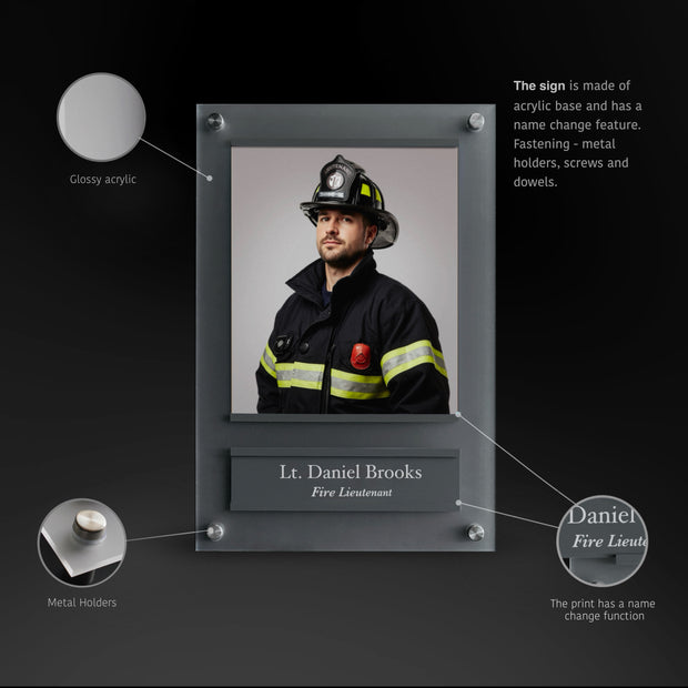 Firefighter Sign with Photo – Custom Acrylic Name Plate