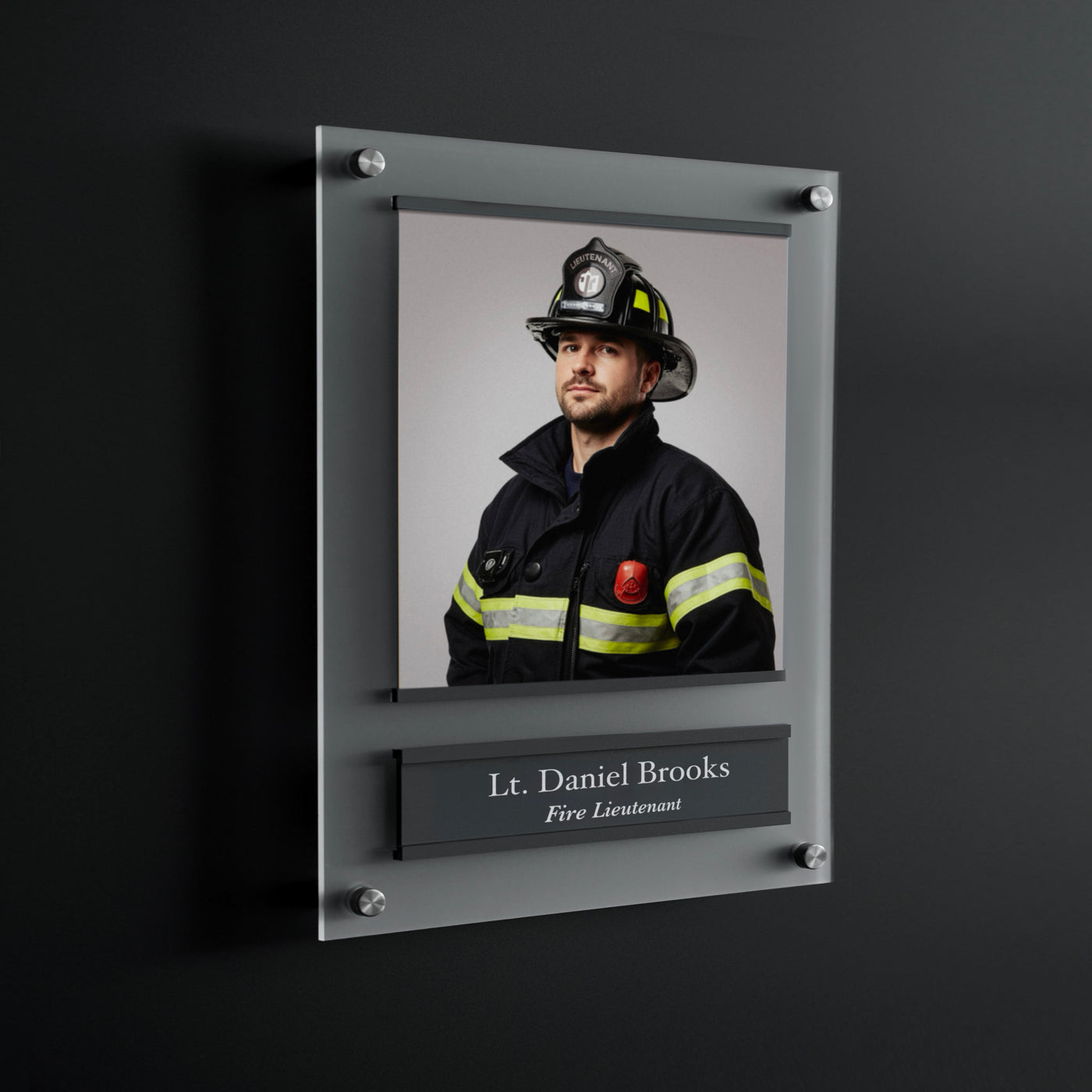 Firefighter Sign with Photo – Custom Acrylic Name Plate