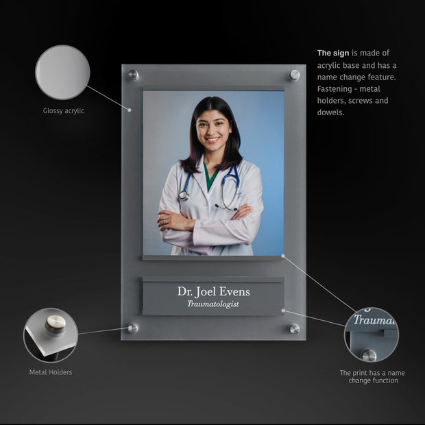 Doctor Sign with Photo – Custom Acrylic Name Plate
