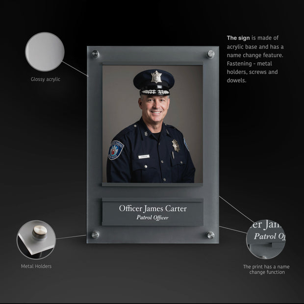 Police Officer Sign with Photo – Custom Acrylic Name Plate