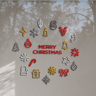 Acrylic Christmas Ornaments Set: Wall, Window & Tree Decor — “Thin Christmas” Design