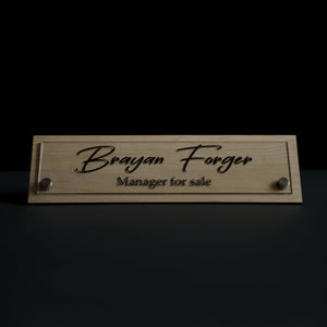 Desk sign Personalized Desk Name Plate: Wood & Acrylic Sign