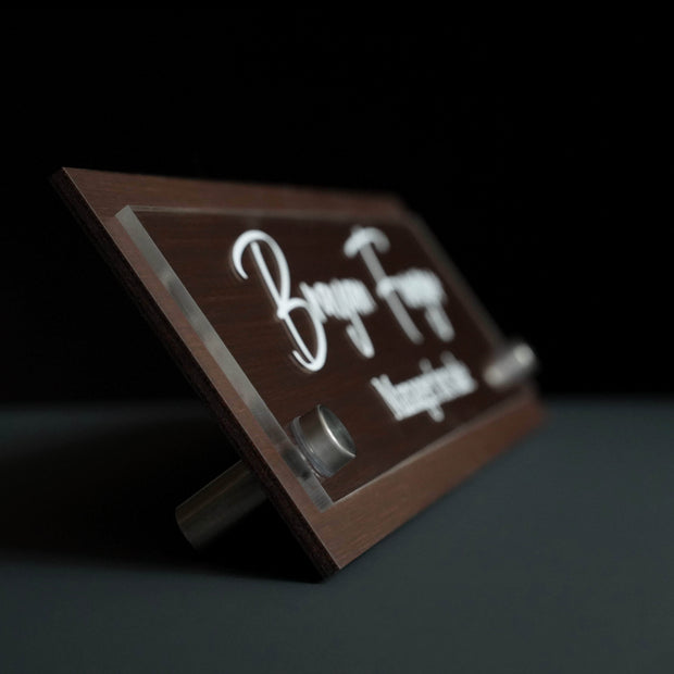 Desk sign Custom Desk Name Plate: Wood & Acrylic Sign