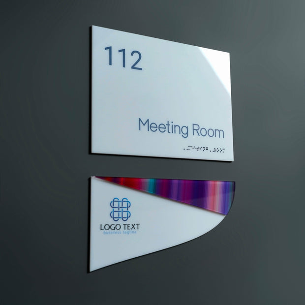 Door Signs Double Door Sign with Logo & Company Name: Acrylic Sign — Bold Style