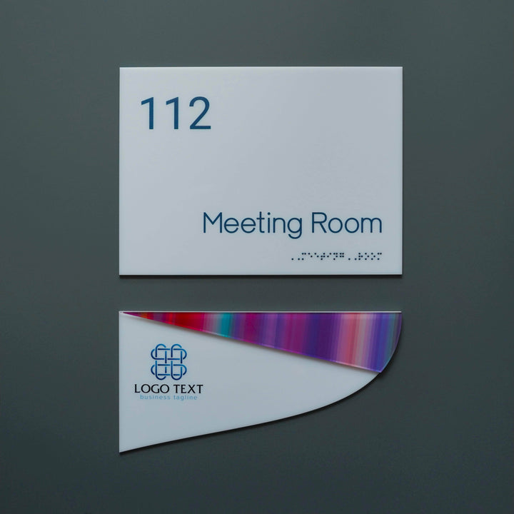 Door Signs Double Door Sign with Logo & Company Name: Acrylic Sign — Bold Style