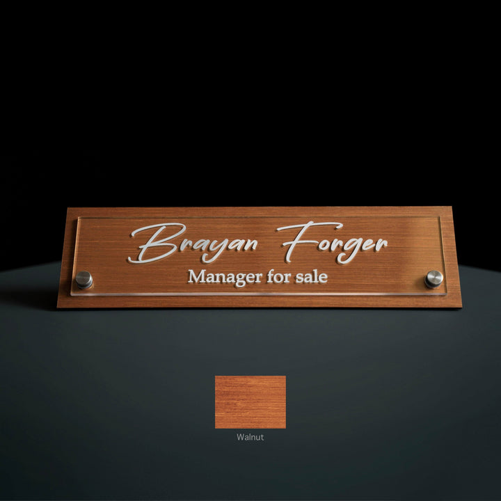 Desk sign Custom Desk Name Plate: Wood &amp; Acrylic Sign