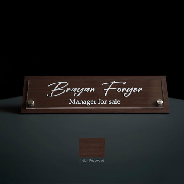 Desk sign Personalized Desk Name Plate: Wood & Acrylic Sign