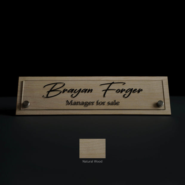 Desk sign Custom Desk Name Plate: Wood & Acrylic Sign