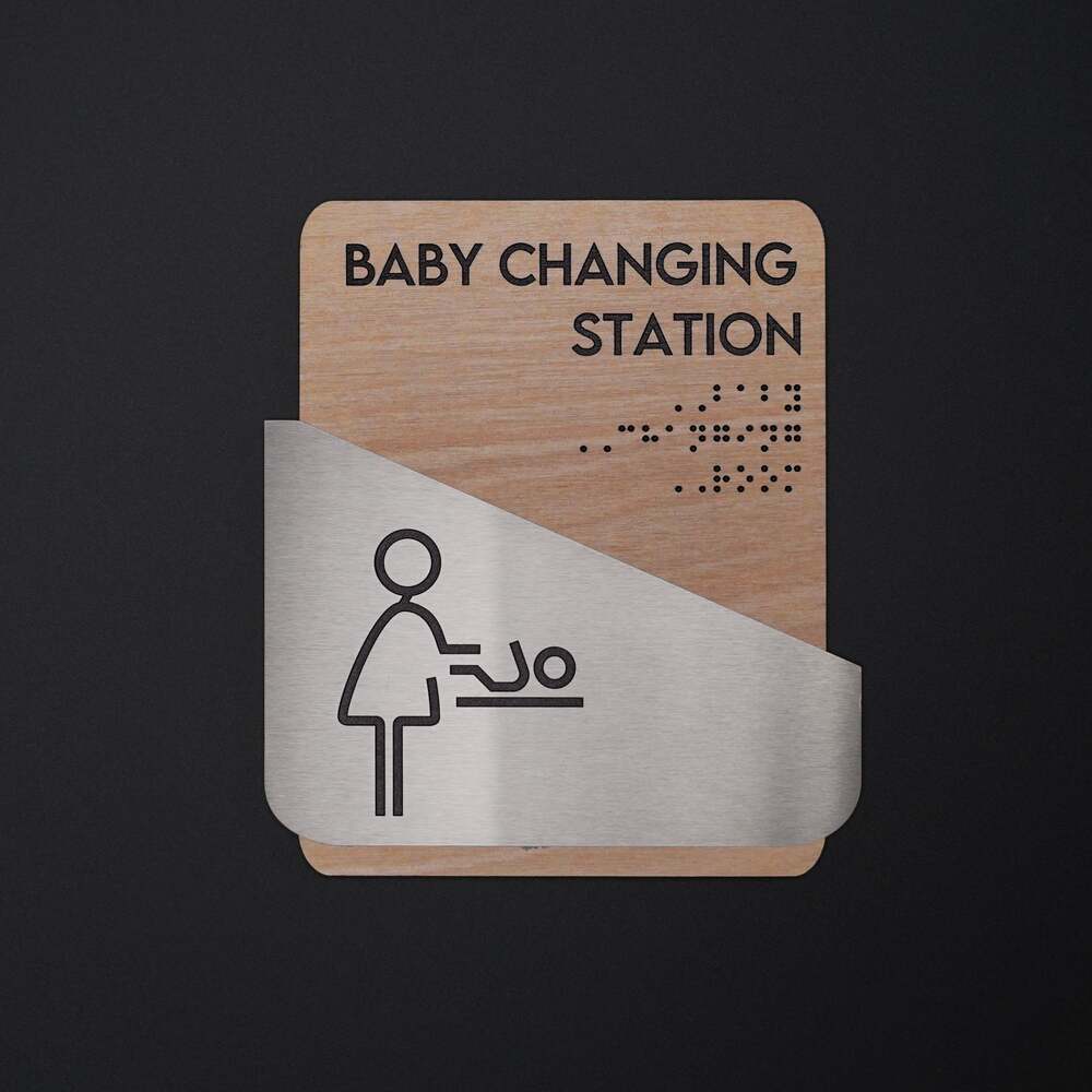 Bathroom Signs - Baby Change Room Signage For Mother "Downhill" Design