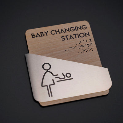 Bathroom Signs - Baby Change Room Signage For Mother "Downhill" Design
