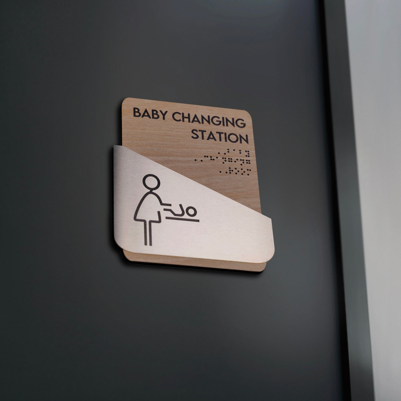 Bathroom Signs - Steel Toilet Signs For Bathroom "Downhill" Design