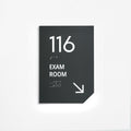 Exam Room Sign: Matte Gray Acrylic Door Numbers — "Clear" Design - Photo #1