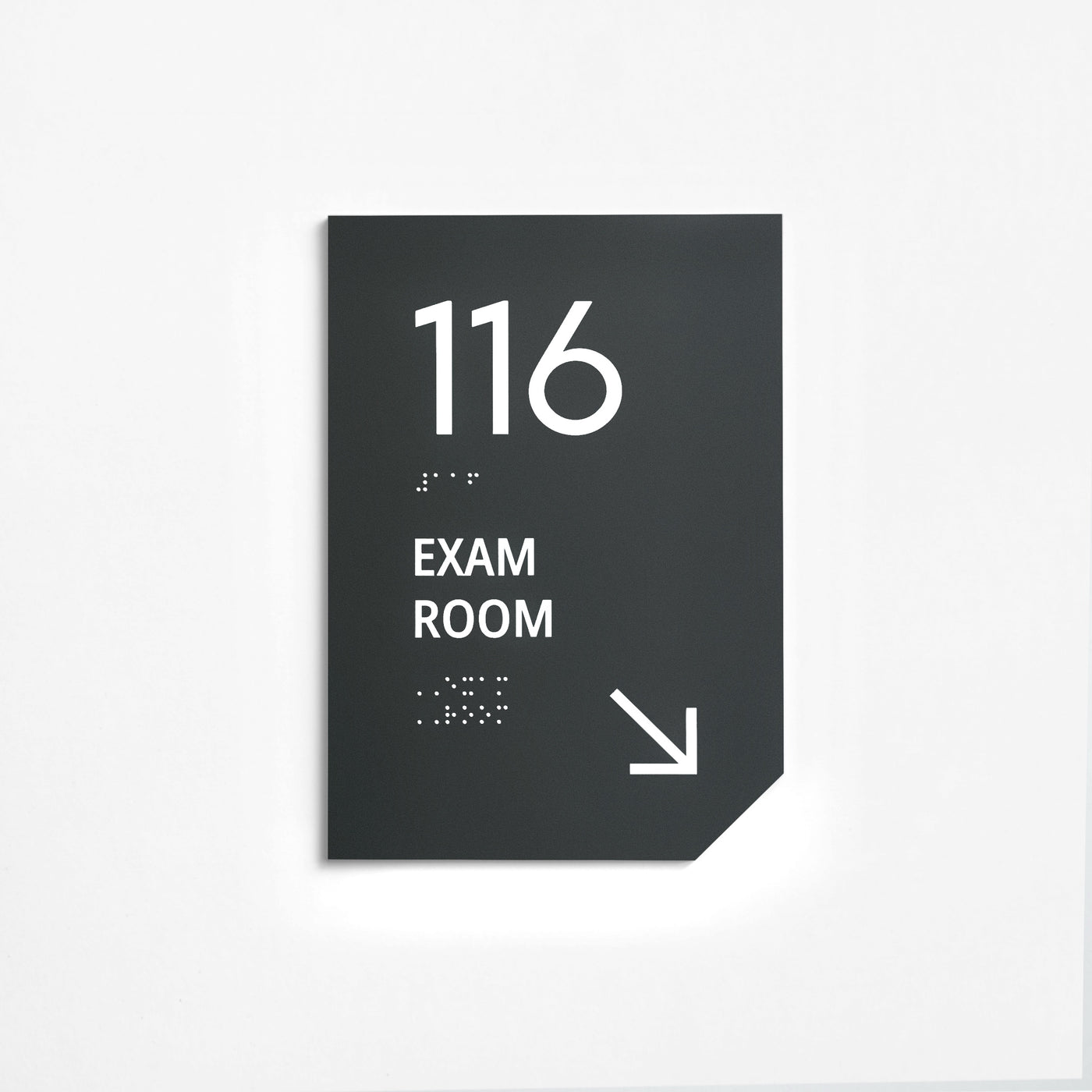 Exam Room Sign: Matte Gray Acrylic Door Numbers — "Clear" Design