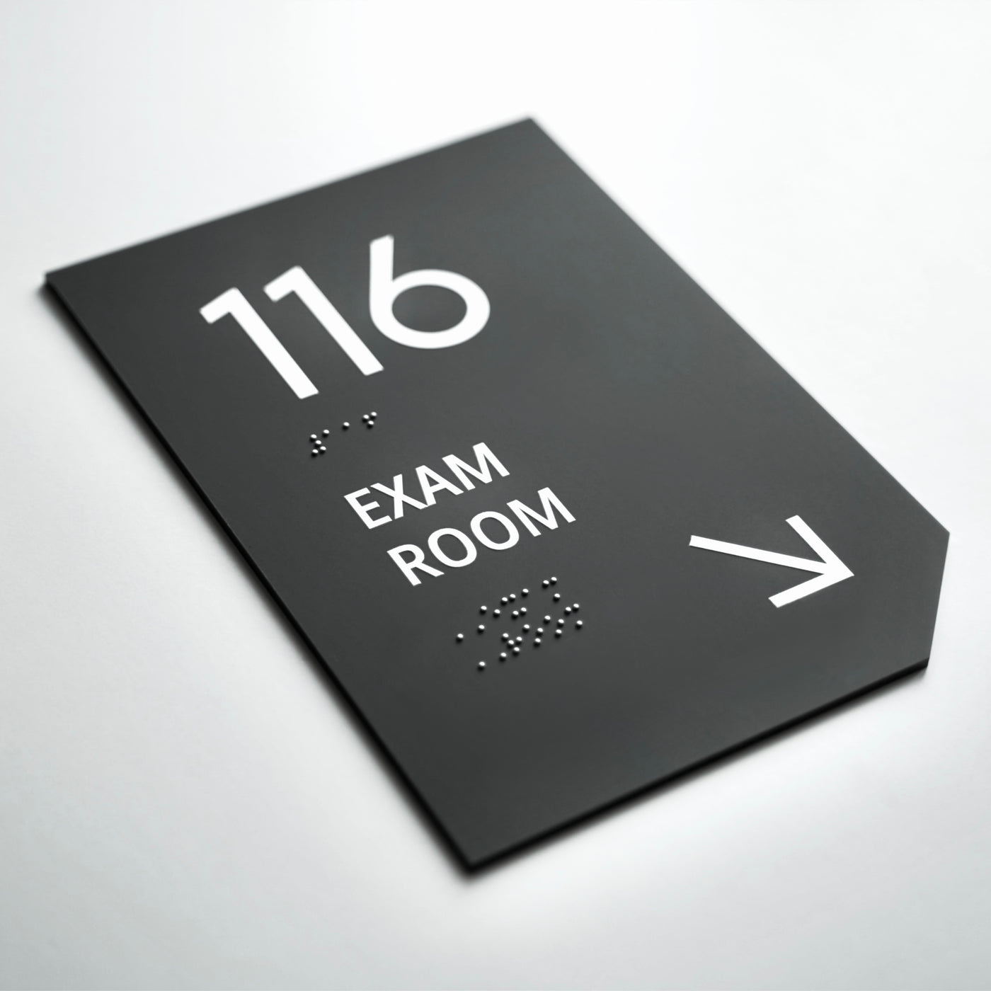 Exam Room Sign: Matte Gray Acrylic Door Numbers — "Clear" Design