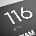 Acrylic Room Number Sign with Braille & Arrow — "Clear" Design - Photo #7