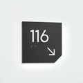 Acrylic Room Number Sign with Braille & Arrow — "Clear" Design - Photo #8