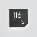 Acrylic Room Number Sign with Braille & Arrow — "Clear" Design - Photo #1