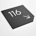 Acrylic Room Number Sign with Braille & Arrow — "Clear" Design - Photo #9