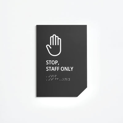 Staff Only Sign: Matte Gray Acrylic — "Clear" Design