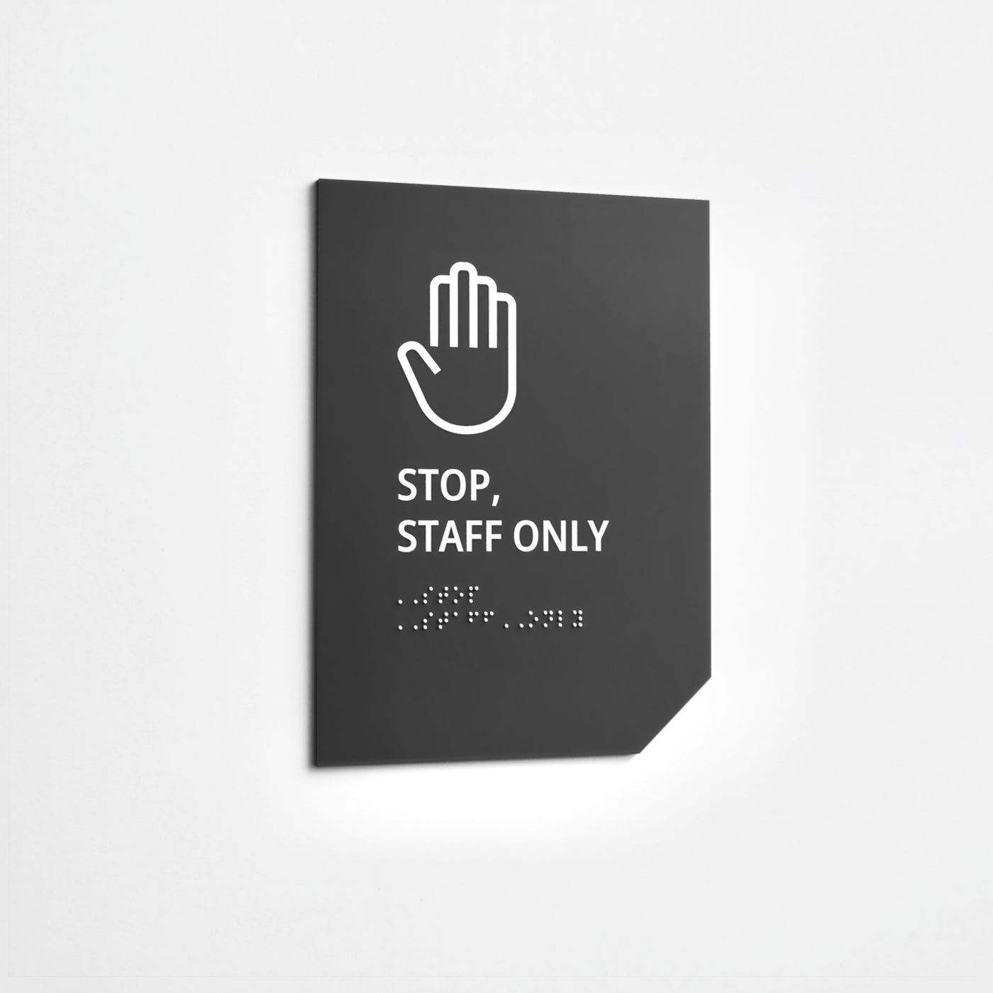 Staff Only Sign: Matte Gray Acrylic — "Clear" Design