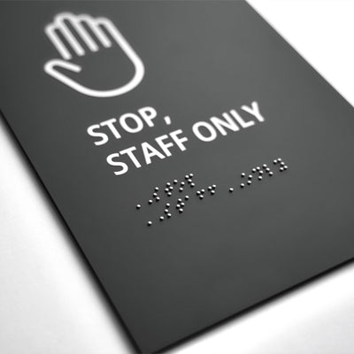 Staff Only Sign: Matte Gray Acrylic — "Clear" Design