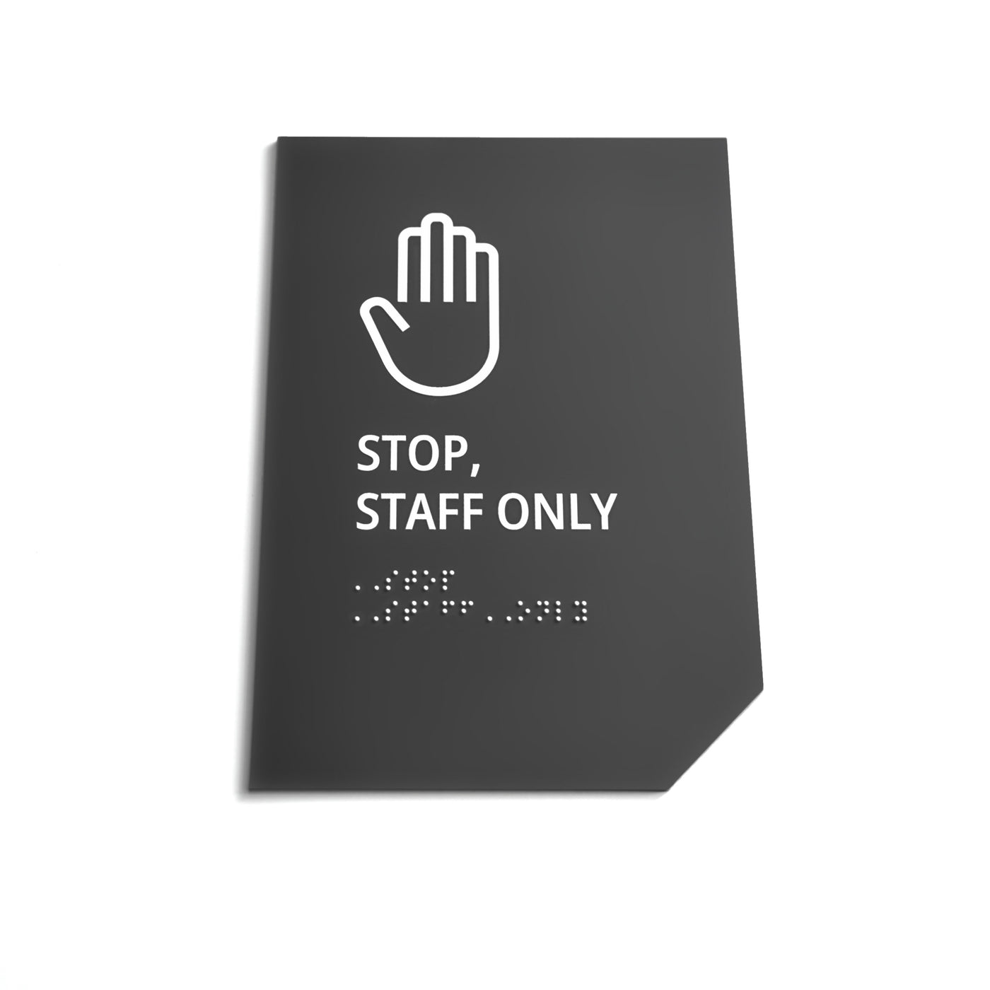 Staff Only Sign: Matte Gray Acrylic — "Clear" Design