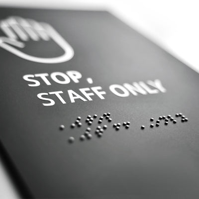 Staff Only Sign: Matte Gray Acrylic — "Clear" Design