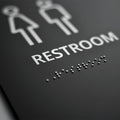 All Gender Restroom Sign: Matte Gray Acrylic — "Clear" Design - Photo #5