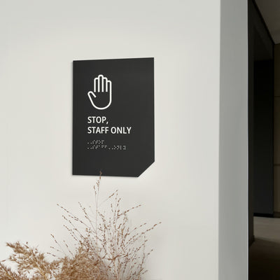 Staff Only Sign: Matte Gray Acrylic — "Clear" Design