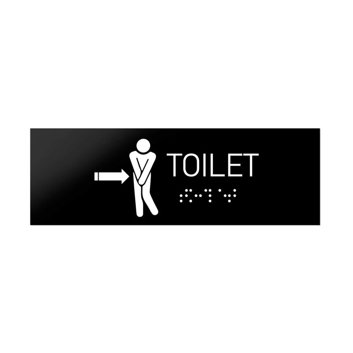 Bathroom Signs ADA Men Toilet Sign with Braille - Black Acrylic