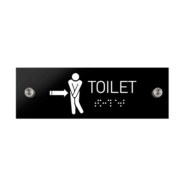 Bathroom Signs ADA Men Toilet Sign with Braille - Black Acrylic