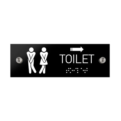 Bathroom Signs - Men & Women Toilet ADA Signs With Braille - Black Acrylic
