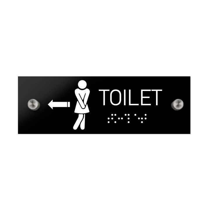 Bathroom Signs ADA Women Toilet Signs with Braille - Black Acrylic