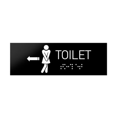 Bathroom Signs - Women Toilet ADA Signs With Braille - Black Acrylic