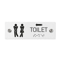 Bathroom Signs Men & Women Toilet Signs with Braille - Milk Acrylic - Photo #1