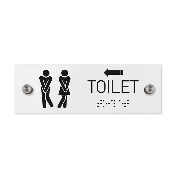 Bathroom Signs Men & Women Toilet Signs with Braille - Milk Acrylic