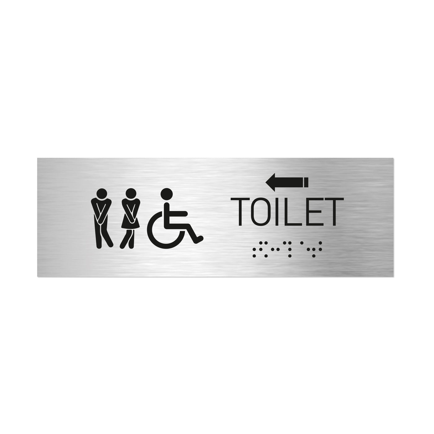 Bathroom Signs - All Gender With Weelchair Toilet Signs With Braille - Stainless Steel