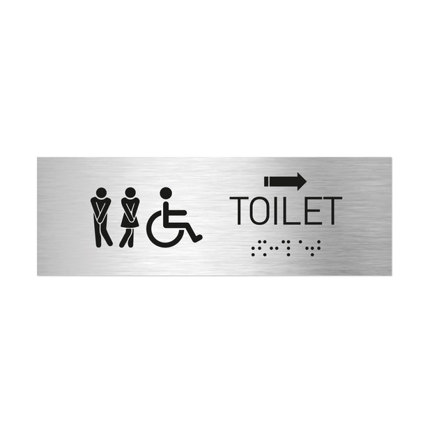 Bathroom Signs All Gender/Weelchair Toilet Signs with Braille - Stainless steel
