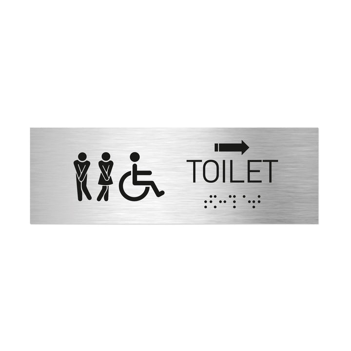 Bathroom Signs All Gender/Weelchair Toilet Signs with Braille - Stainless steel