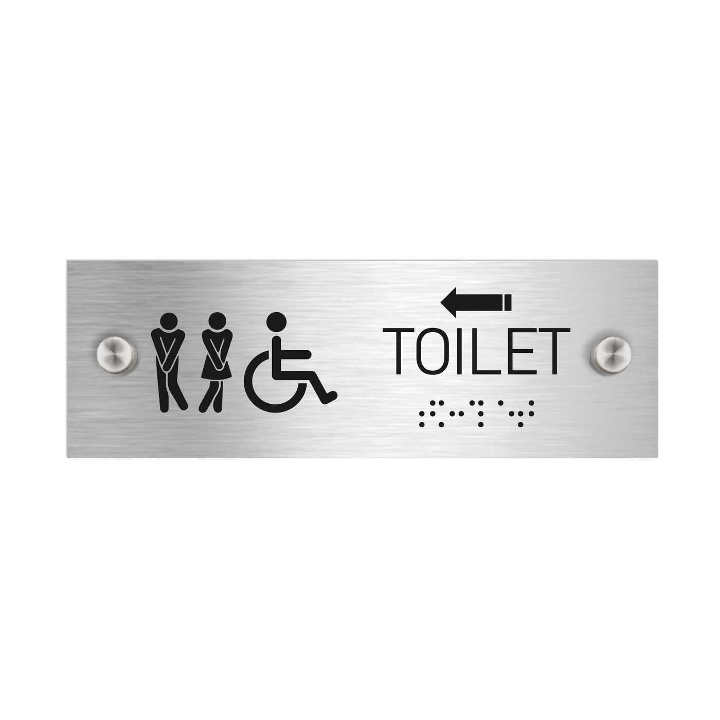 Bathroom Signs - All Gender With Weelchair Toilet Signs With Braille - Stainless Steel