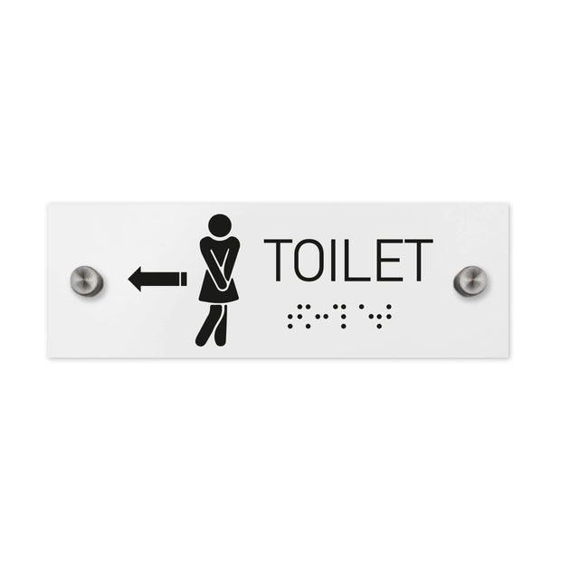 Bathroom Signs Women Toilet Sign with Braille - Milk Acrylic