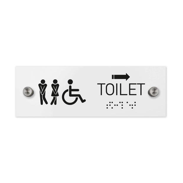 Bathroom Signs ADA Men & Women & Wheelchair Toilet Signs with Braille - Milk Acrylic