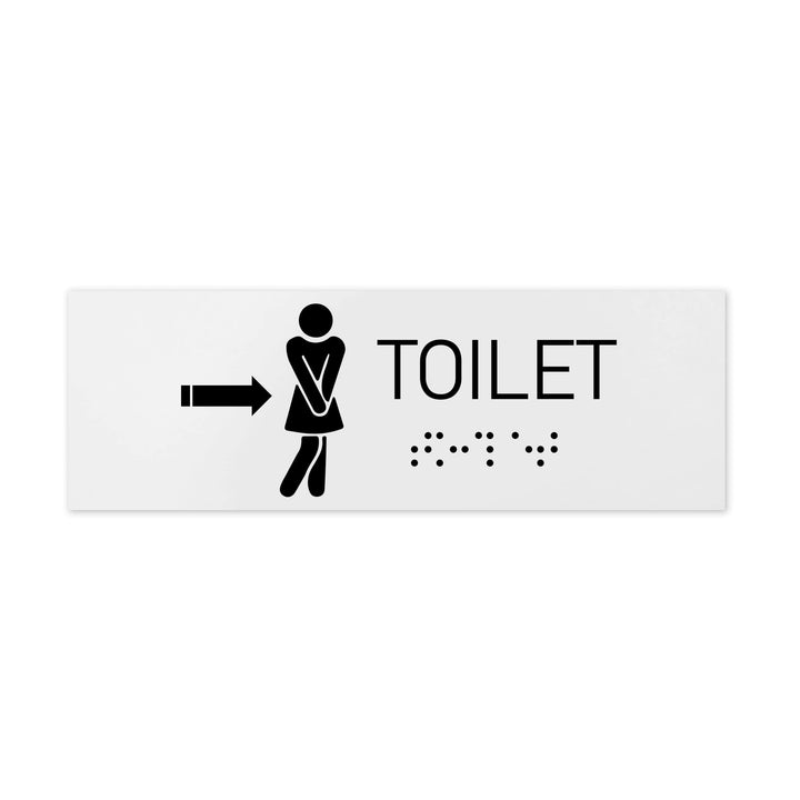 Bathroom Signs Women Toilet Sign with Braille - Milk Acrylic